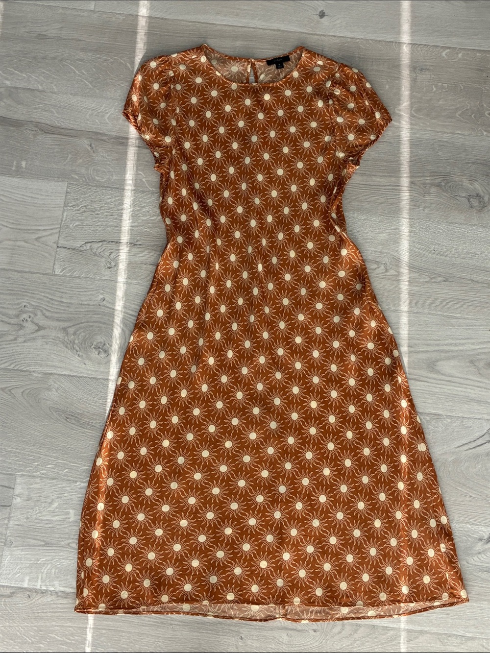J. Crew Short Sleeve Gwyneth Cupro Blend Slip Dress Golden Brown Sunburst Size 8
